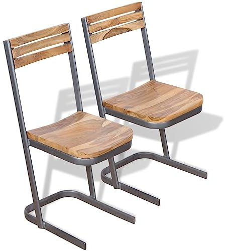 Qnhdfrt Esszimmerstühle 2er Set Massiv Teak Holz 33x39x75 cm Modernes Design Robust & Langlebig Braun Küche Esszimmer Living Room