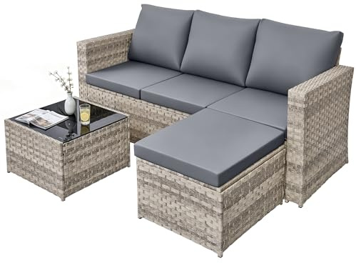 rattanstar 4 Seater Rattan Garden Furniture Set, Outdoor High-Back Sofa Set