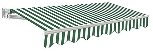 Primrose 3.5m Manual Green and White Stripe DIY Patio Awning Gazebo Canopy UV Protection Kensington Complete with Fittings and Winder Handle