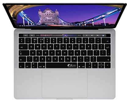 KB Covers Durable English Layout Washable Keyboard Cover for MacBook Pro Late 2016+ with w-Touch Bar Black