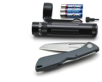 Maglite ADVENTURE PACK XL50 LED 3 AAA LED Outdoor-Taschenlampe & Gerber 'Sharkbelly' Taschenmesser
