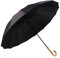 Lanker KS08P Parapluie Long avec 16 Baleines Ouverture et Fermeture Manuelle Durable et Résistant Fibre 210T Imperméable Coupe-vent Sport noir Noir