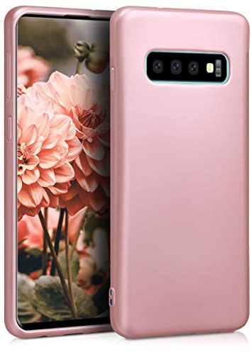 kwmobile Handyhülle für Samsung Galaxy S10 Hülle - Silikon Case metallisch schimmernd - Schutzhülle Cover - Metallic Rosegold