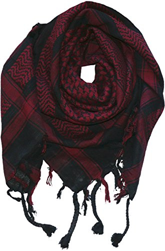 Harrys-Collection PLO Pali Tuch Schal in 20 Farben 100% Baumwolle dick, Farben:schwarz mit weinrot