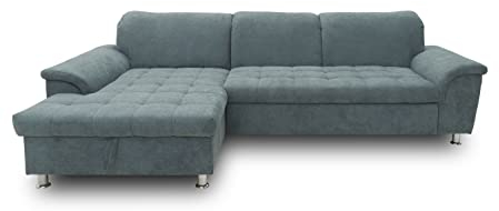 DOMO. collection Ecksofa Franzi, Couch mit Schlaffunktion, Bettkasten & Rückenfunktion, Sofa in L-Form, Eckcouch, Polsterecke, Schlafsofa 279 x 170 x 81 cm (BxTxH), grau