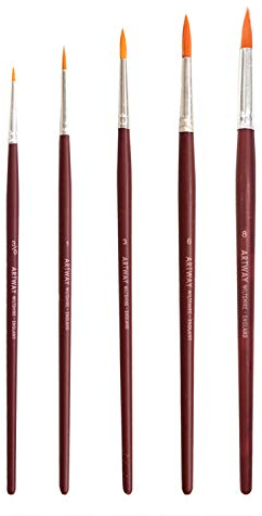 Artway Brush Set x 5 - Round Synthetic Fine Point