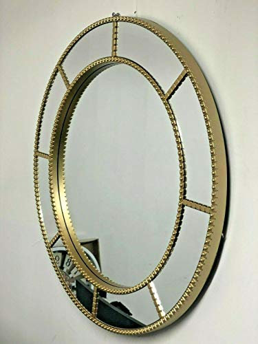 Espejo redondo con ventana de estilo marroquí para salón (61 x 61 cm), color dorado