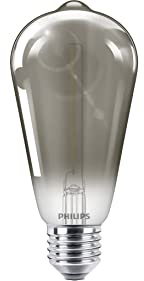 PHILIPS LED Classic E27 Smoky Lampe, 11 W, Tropfenform, Vintage Industrial Dekolampe, klar, smoky, warmweiß