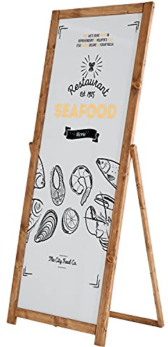 DISPLAY SALES Holz Kundenstopper Floor Holzaufsteller Werbeaufsteller mit Whiteboard 44 x 137 cm Schreibfläche
