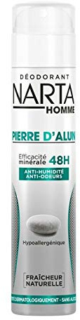 NARTA - Deodorant mit Zerstäuber für Herren, Alaunstein, 200 ml, 3 Stück