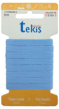 Tekiş Elastic 8mm Gummiband 5m,Bunte nähzubehör (Baby blau)