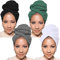 Xtrend 4 Stück Stretch-Jersey-Turban-Kopfwickel für schwarze Frauen, gestrickte Stirnbandagen, städtische Haarschal, einfarbig, ultraweich, extra lang, atmungsaktiv, Stirnband zum Binden (Schwarz,