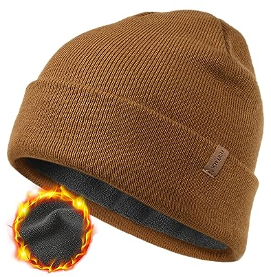 FURTALK Classic Beanie Mütze Herren mit Weichem Fleecefutterr Unisex Strickmütze Warm Bequem Wintermütze für Damen Braun