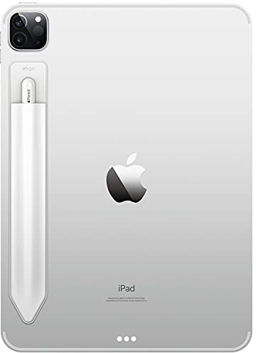 elago Stifthalter Kompatibel mit Apple Pencil USB-C, Kompatibel mit Apple Pencil 2. und 1. Generation, Starke Klebehülle, Befestigung an Tablet-Hülle, PU-Leder und weiches Lycra-Material (Weiß)