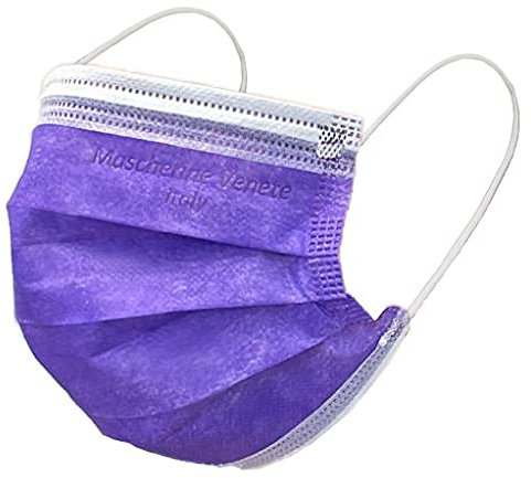 MASCHERINE VENETE - 100 mascherine chirurgiche confezionate in 10 pacchetti da 10 mascherine (VIOLA)