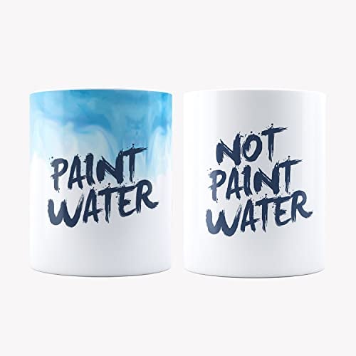 Paint Water & Not Paint Water Pot Set for Brushes - TeHe Gifts® Ceramic Cups for Artists, Painter Birthday Gifts, Artist Gift Set, Art & Design Friend’s Presents