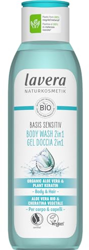 lavera basis sensitiv Body Wash 2in1 - Schützt die Hautflora - Naturkosmetik - Vegan - Mit Bio Aloe Vera und Pflanzenkeratin - Silikonfrei - 1 x 250 ml