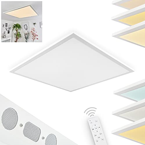 LED Panel Barasat, dimmbares Deckenpanel aus Metall/Kunststoff in Weiß, 36 Watt, 200-2250 Lumen, 3000-4000-6000 Kelvin, Farbwechsler, Fernbedienung, Bluetooth, Lautsprecher,Timer, Nachtlicht