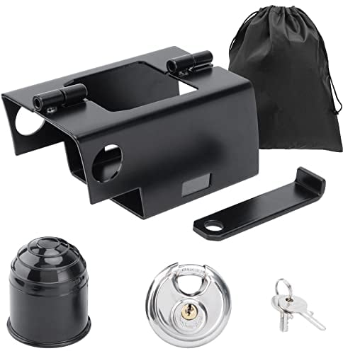 Anhänger Schloss, mit Anhängerkupplung Schutzkappe & Tasche Anhängerschloss, Anhänger Diebstahlschutz Anhängersicherung Schwarz