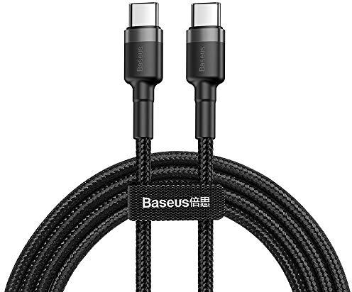 Baseus Cafule Cable durabel Kabel mit Nylon geflochtenes Ladekabel USB-C PD/USB-C - PD PD2.0 60W 20V 3A QC3.0 - schwarz-grau (1M)