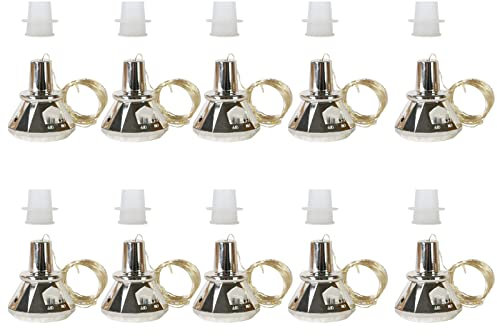 Rehomy Paquete de 10 luces solares para botellas con 20 luces LED para decoración de botellas