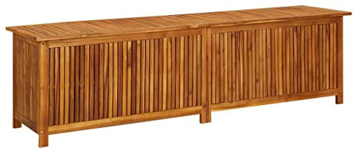 homiuse 200x50x58 cm Garten-Aufbewahrungsbox Massivholz Akazie Auflagenbox Gartenbox Aufbewahrungstruhe Gartentruhe Kissenbox Garten Wasserdicht Gartenbox Klein Auflagenbox Holz 2 Gasdruckfedern