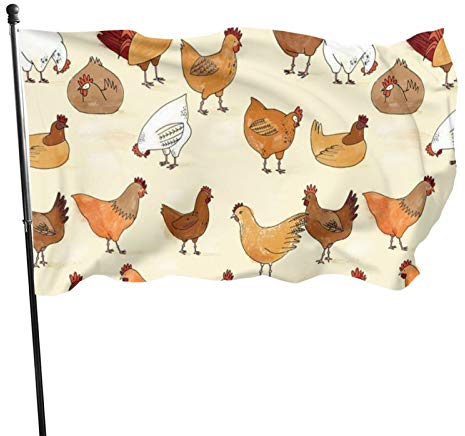 Garten Flagge Gelb Weißes Huhn Flagge Mit Ösen Langlebig Dekorative Fahnen Verblassen Beständig Gartenflaggen, Für Veranda, Feiertage