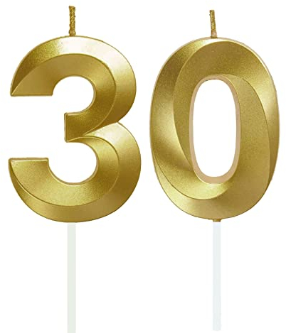 Geburtstag Zahlen Kerzen,30 Geburtstag Zahl Kerzen Gold Geburtstagskerzen Cake Topper Geburtstag Kuchendeko Kuchen Dekoration,für Hochzeit Party Hochzeit Jahrestag Feier Lieferungen