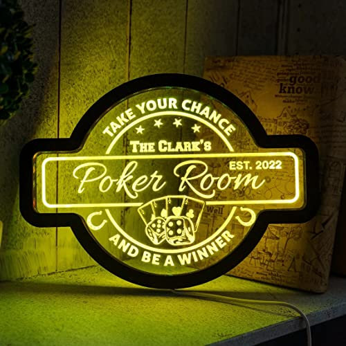 Panneau néon personnalisé pour salle de poker, panneau LED de poker, panneau lumineux de poker, décoration de salle de poker, panneau mural de salle de poker, cadeaux de poker personnalisés
