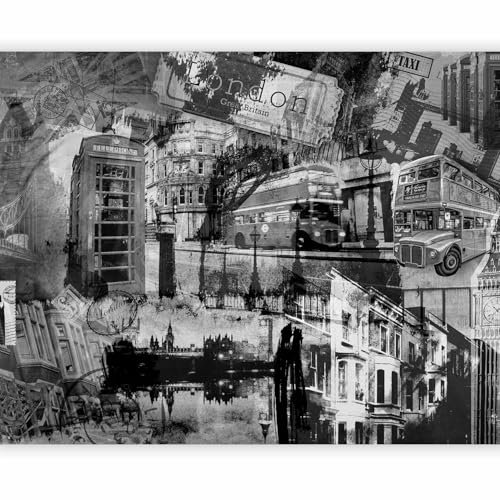 murando - Fototapete Premium-Vlies London 100x77cm Foto Tapete Schlafzimmer Wohnzimmer Vliestapete XXL Motivtapeten Bildtapete 3d Effekt Wand Dekoration Flur England Bus Architektur Abstrakt grau