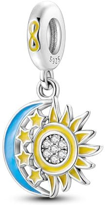 TINSLO Bead Charm Ciondolo Argento Sterling 925 con Cubic Zirconia Pendenti per Pandora Braccialetti, Compatibile con Braccialetti e Collane europei