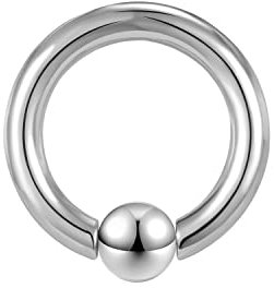 ZS Großes Captive Bead Rings Chirurgenstahl Klemmkugelring Septum Ringe, BCR 00G 0G 2G 8G 12G 16G Intimpiercing Prinz Albert Piercing Körperschmuck (Silber,8G,14mm)
