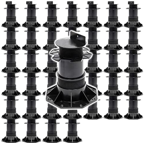 XPOtool Lot de 50x Plots de terrasse – Charge 2700 kg – Hauteur réglable 140-210 mm – en PP – Pieds de support pour Lames Dalles Lambourdes