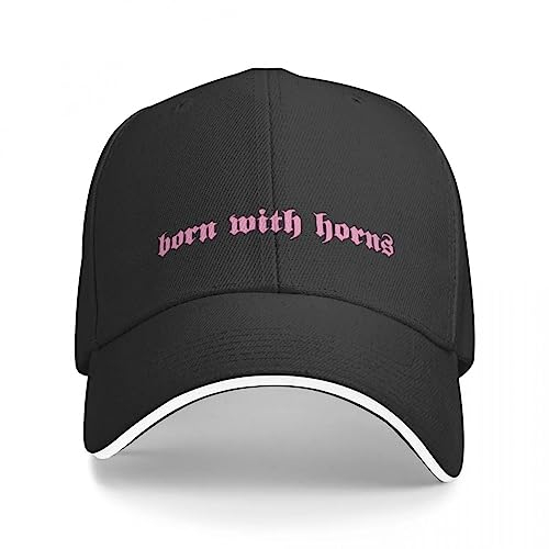 WMTCNC Baseballmütze „Born with Horns“-Text, Baseballmütze, Fischerhut, Mütze für Herren und Damen