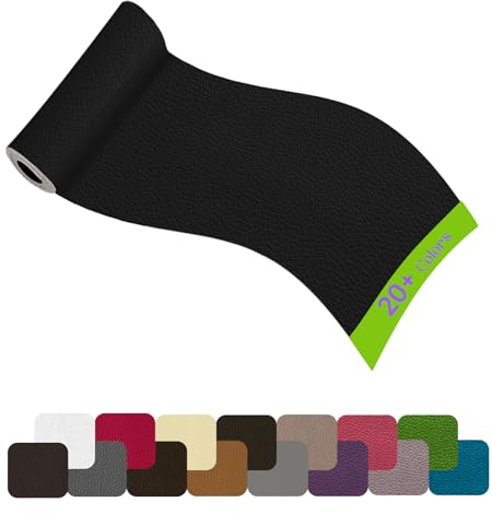 Leder Reparatur Set Kunstleder Selbstklebend, 10x160cm Leder Patch Selbstklebend Lederflicken Kunstleder Reparaturset für Sofa, Couch, Möbel, Autositze, Bürostuhl, Handtaschen(Schwarz)