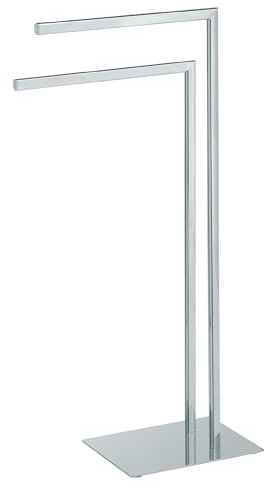 GEDY | Piantana Portasalviette Felix in Acciaio Inox, Metallo e Resine Termoplastiche, Porta Asciugamani Bagno da Terra, Cromato 77,8x20x39,2cm