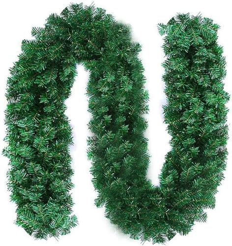 Ghirlanda Natalizia,ghirlanda natalizia con luci a LED, 270cm, Ghirlanda di Abete per Porta di casa, Decorazione Natalizia, Ghirlanda per Scale, Finestre,Camino,Porte,Giardino,Festa di Nozze (Verde)