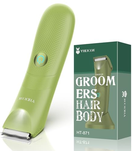 VIKICON Body Hair Trimmer for Men, Manscape Ball & Pubic Trimmer with Ceramic Blade & LED Light, Electric Mens Groin Shaver for Private Parts, Adjustable Lengths,USB-C, Gift Set for Men