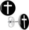 BlackAmazement 2er Set 316L Edelstahl Ohrstecker Ohrringe umgedrehtes Kreuz Petruskreuz schwarz weiß Gothic Wave Punk Herren Damen (8mm)