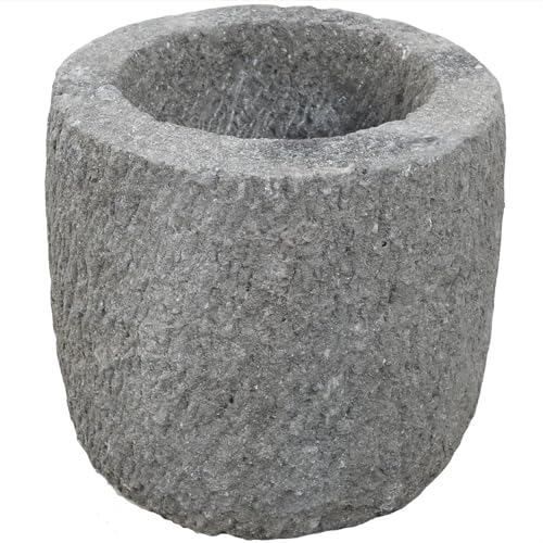 Teako Design Stonox Naturstein Pflanzgefäß Korba, Blumentopf, Übertopf, Pflanzkübel groß außen, Pflanzschale für Garten, Langlebige Gartenattraktion, Garten Dekoration (80 x 60 x 80 cm)