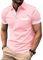 zitysport Polos Homme Manches Courtes Sport Tennis Shirt Respirant Fonctionnel avec Poche Chemises Eté Golf Extérieur Slim Fit Polo Hommes Golf Poche Poitrine Regular Fit Tshirt(Rose-2XL)
