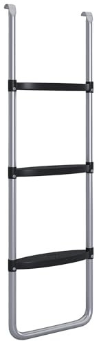 SPORTNOW Escalera para Trampolín de Acero Escalera para Cama Elástica de 3 o 2 Escalones con Escalones Anchos y 2 Ganchos Carga 120 kg 110x32 cm Plata