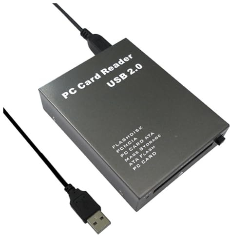 1 lector de tarjetas PCMCIA USB 2.0 PCMCIA, lector de tarjetas , lector de tarjetas de PC, color gris hierro, aleación de aluminio, USB 2.0 a PC, adaptador PCMCIA, lector de tarjetas de memoria