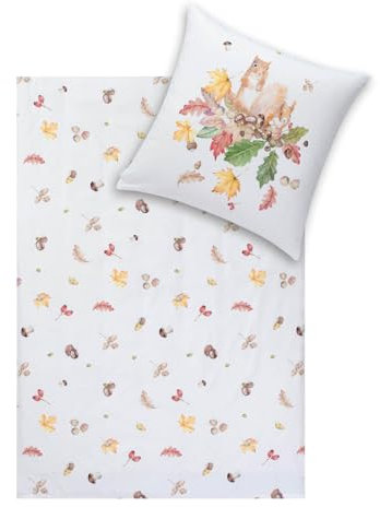 ESTELLA Kuschelflanell Bettwäsche Squirrel Natur 1 Bettbezug 135 x 200 cm + 1 Kissenbezug 80 x 80 cm