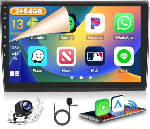 2GB+64GB Android 13 Autoradio für FIAT Bravo 2008-2013 Radio Wireless CarPlay Android Auto Bluetooth Freisprecheinrichtung 9 Bildschrim Auto Radio mit Navi Rückfahrkamera WiFi FM RDS SWC