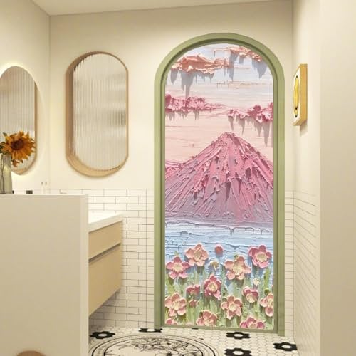 Vinilos para Cristales Flores Montaña Rosas Vinilo Opaco para Ventanas Vinilo Adhesivo Cristal Vinilo Ventana Vinilo para Ventanas Vinilo Ventana Privacidad Vinilo Cristal Autoadhesivo 50x100cm/4 Pcs