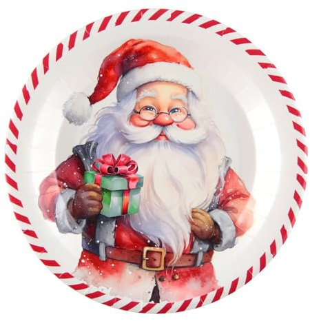 SANTEX 8651-99, Paquet de 10 Assiettes Père Noël 22,5cm