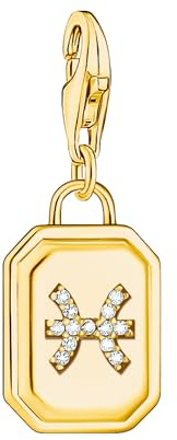 THOMAS SABO Pisces Zodiac Sign Charm with Stones Gold-Plated 925 Sterling Silver 750 Yellow Gold Plating
