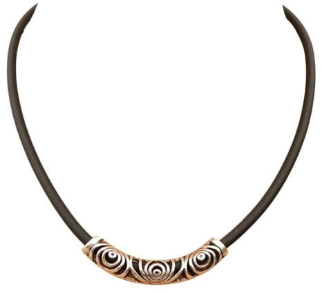 Halskette Kautschuk Schwarz Frontelement durchbrochene Antik Röhre