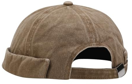 HIQIU Damen Docker-Cap Herren Docker Mütze Seemannsmütze Brimless Cap Hafenmütze Seemannskappe Randlos Gerollte Beanie